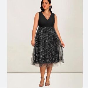 Amazon Black Glitter Evening Dress Sz  XL